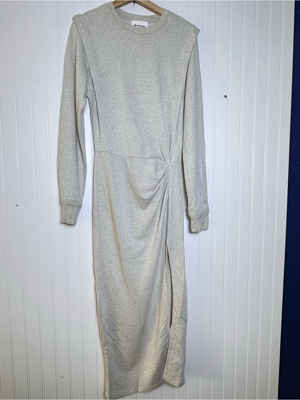 Isabel Marant Etoile Beige Mafalda Midi Dress  size 34 Crew Neck Long Sleeves - Picture 5 of 16